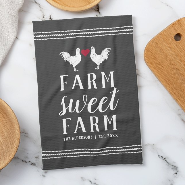 Charcoal & White Personalised Farm Sweet Farm Tea Towel (Creator Uploaded)