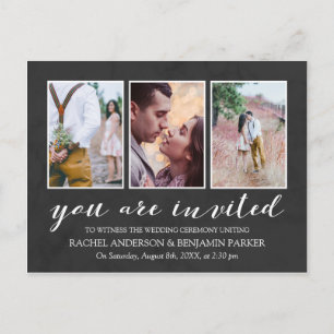 Charcoal & White Photo Collage Wedding Invitation