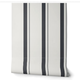 Charcoal Wide French Country Stripe Wallpaper