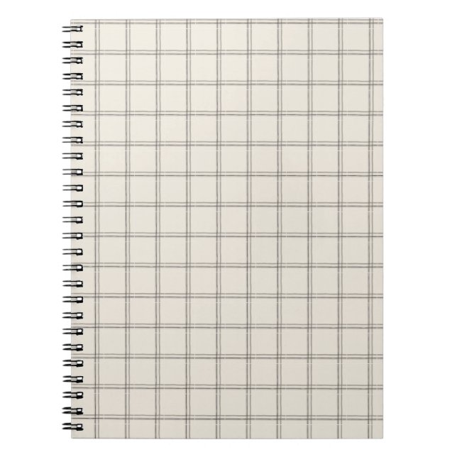 Charcoal Windowpane Plaid Pattern Notebook (Front)
