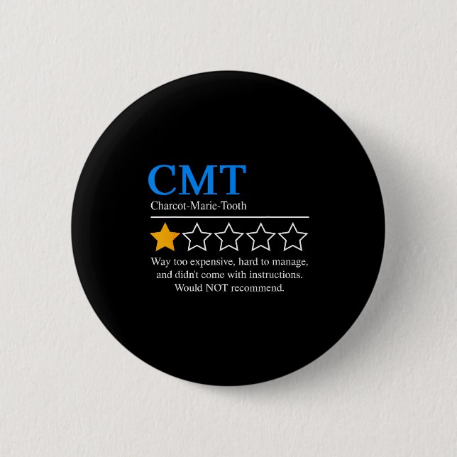 Charcot Marie Tooth Disease Awareness Cmt Not Reco 6 Cm Round Badge (Front)