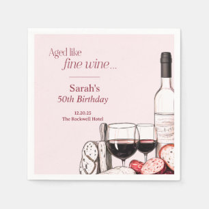 Charcuterie and Wine Party 50th Birthday Blush Napkin