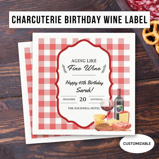Charcuterie and Wine Party Picnic Birthday Napkin (Creator Uploaded)