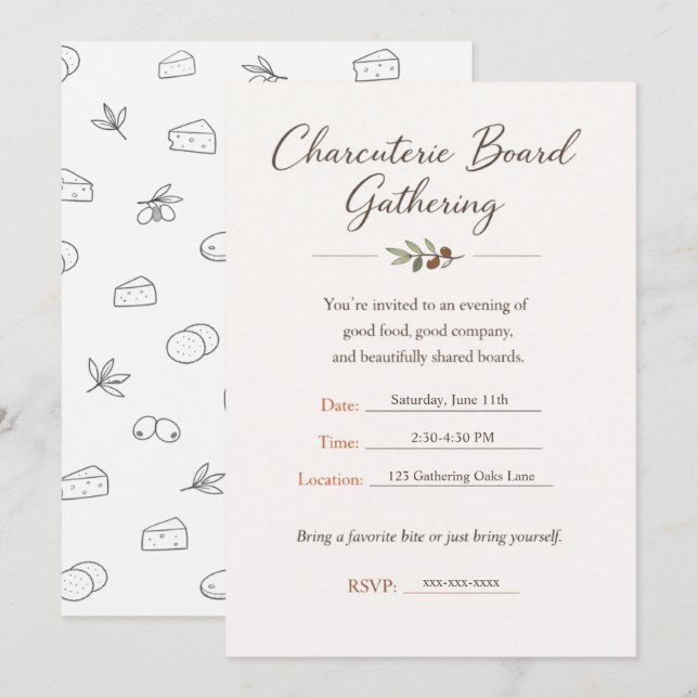 Charcuterie Board Gathering Party Invitation (Front/Back)