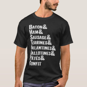 Charcuterie Board Restaurant Foodie Meat List Retr T-Shirt