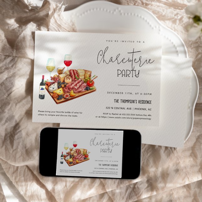 Charcuterie Board Wine Cheese Any Occasion Party Invitation (Creator Uploaded)