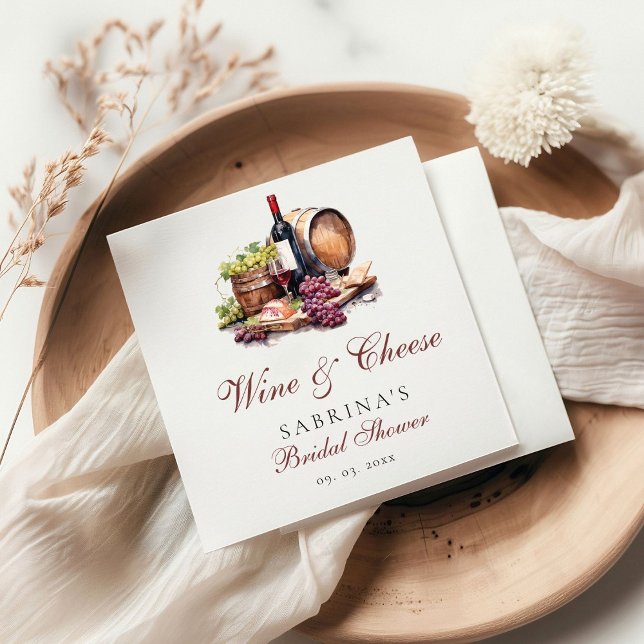 Charcuterie Board Wine & Cheese Bridal Shower Napkin (Creator Uploaded)