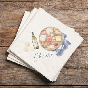 Charcuterie Board Wine & Cheese Cheers Monogram Napkin