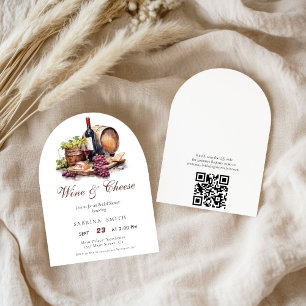Charcuterie Board Wine & Cheese Qr Bridal Shower Invitation
