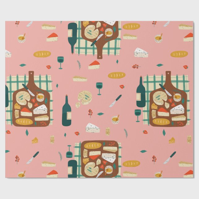 Charcuterie cheeseboard culinary gourmet foodie wrapping paper (Flat)