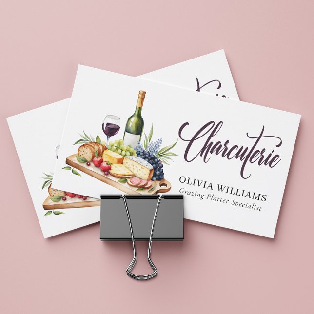 Charcuterie Grazing Board Watercolor Modern Business Card (Creator Uploaded)