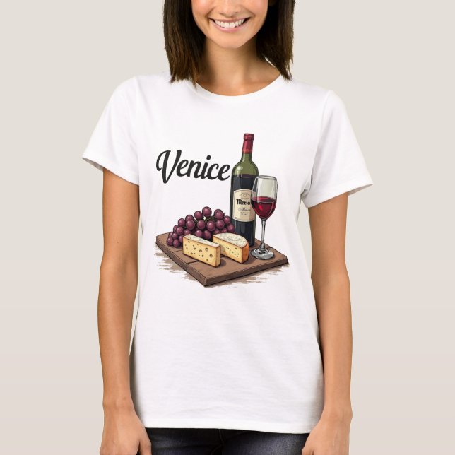 Charcuterie & Merlot Euro Venice Style Tee (Front)