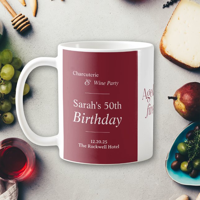 Charcuterie & Wine 50th Birthday Party Coffee Mug (Creator Uploaded)
