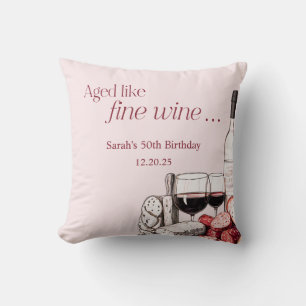 Charcuterie & Wine 50th Birthday Party Cushion