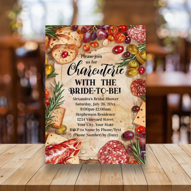Charcuterie With the Bride to Be Bridal Shower Invitation (charcuterie with the bride to be bridal shower invitation)