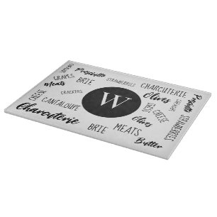 Charcuterie Words Typography Monogram Cutting Board