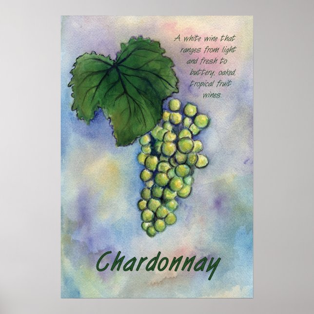 Chardonnay White Wine Grapes Art Print (Front)