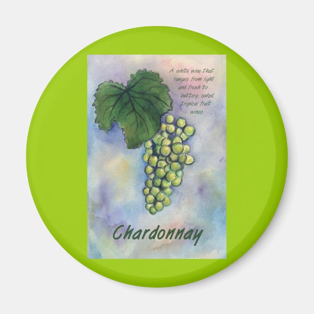 Chardonnay Wine Grapes & Description Magnet (Front)