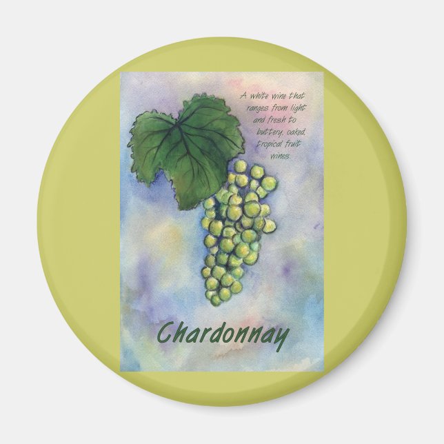 Chardonnay Wine Grapes & Description Magnet (Front)