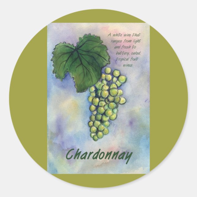 Chardonnay Wine Grapes & Description Sticker (Front)