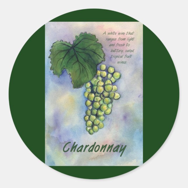 Chardonnay Wine Grapes & Description Sticker (Front)
