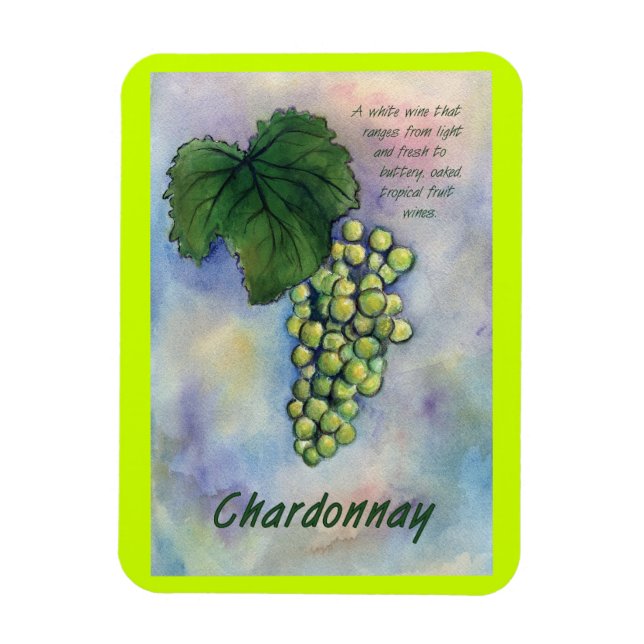 Chardonnay Wine Grapes Painting Art Magnet (Vertical)
