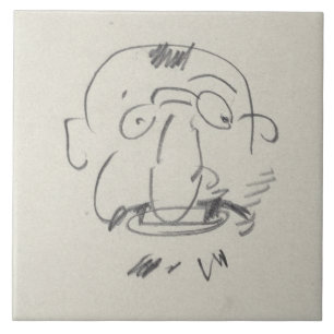 Charge de Lautrec par Lui-Meme (pencil on paper) Ceramic Tile