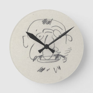 Charge de Lautrec par Lui-Meme (pencil on paper) Round Clock