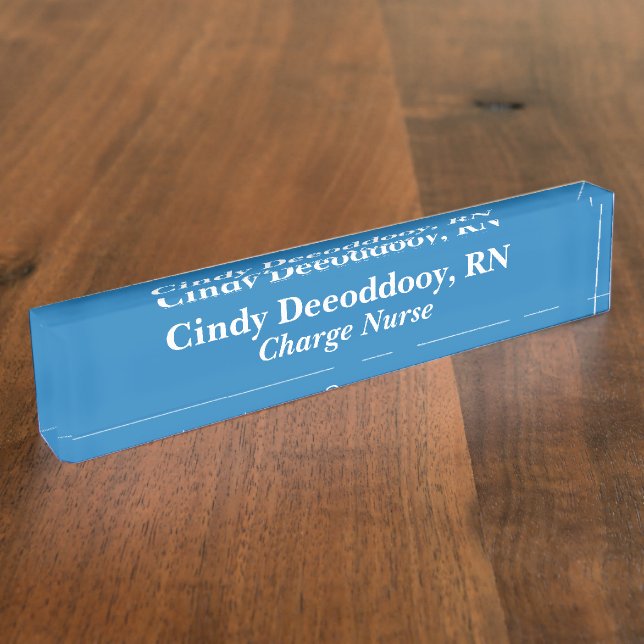 Charge Nurse Blue Acrylic Nameplate (Side)