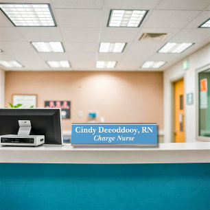 Charge Nurse Blue Desk Name Plate