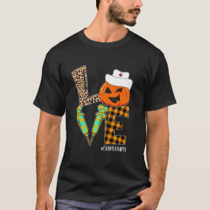 Charge Nurse Leopard Pumpkin Halloween Love Nurse T-Shirt