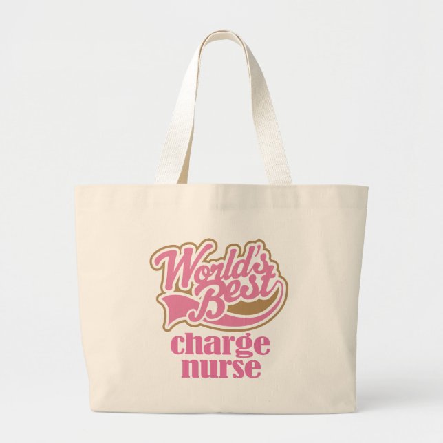 Charge Nurse Pink Gift Large Tote Bag (Front)