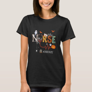Charge Nurse Pumpkin Nursing Hallowen Pattern T-Shirt