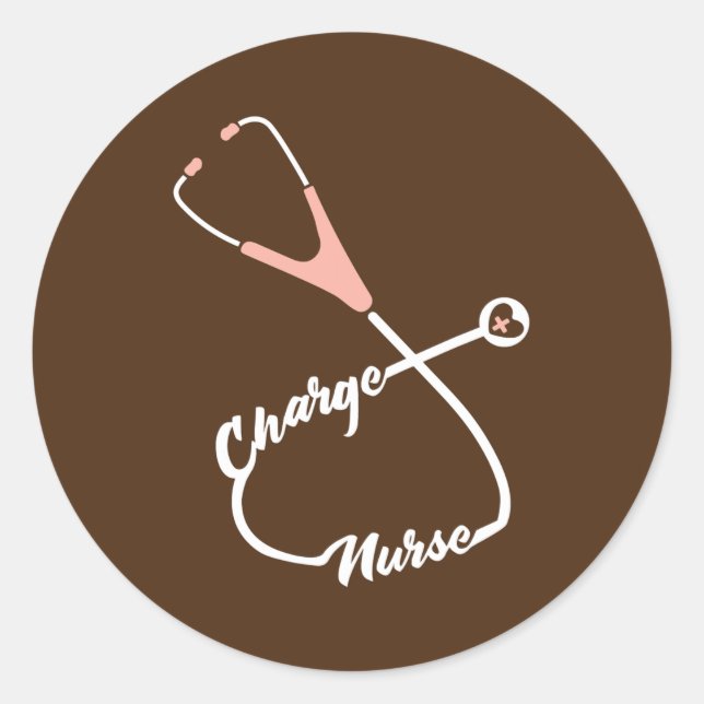 Charge Nurse Stethoscope Nursing  Classic Round Sticker (Front)