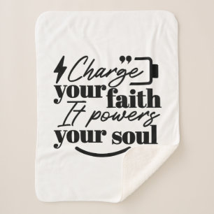 Charge Your Faith – Christian Inspirational Quote  Sherpa Blanket