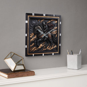 Charger Battle: Wood Art Custom Valour Square Wall Clock
