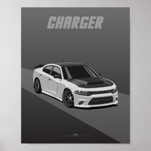 Charger Widebody Muscle Sedan Illustration Poster