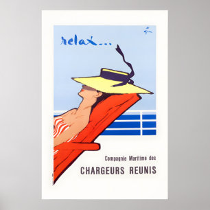 Chargeurs Reunis Relax Vintage Travel Poster