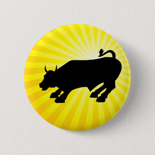 Charging Black Bull of Wall Street 6 Cm Round Badge