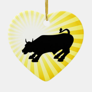 Charging Black Bull of Wall Street Ceramic Ornament