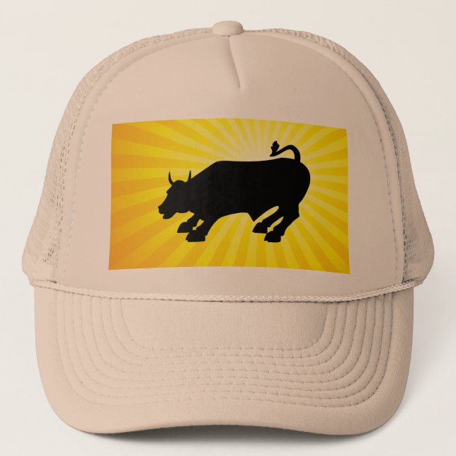 Charging Black Bull of Wall Street Trucker Hat (Front)