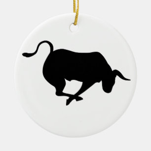 Charging Bull Ceramic Tree Decoration
