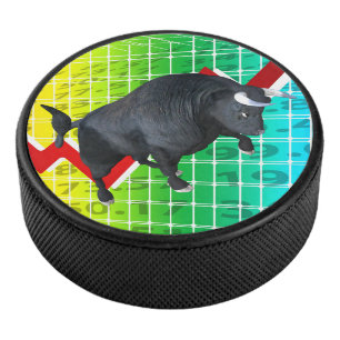 Charging Bull Market Run Hockey Puck