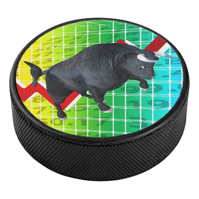 Charging Bull Market Run Hockey Puck (3/4)