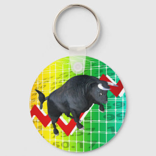 Charging Bull Market Run Key Ring