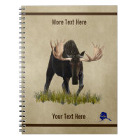 Charging Bull Moose On Old Paper