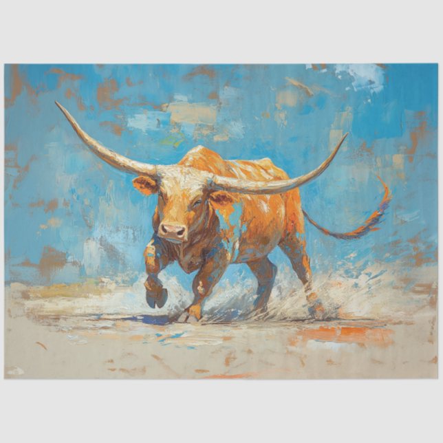Charging Bull With Vibrant Colours Decoupage Tissue Paper (Front)