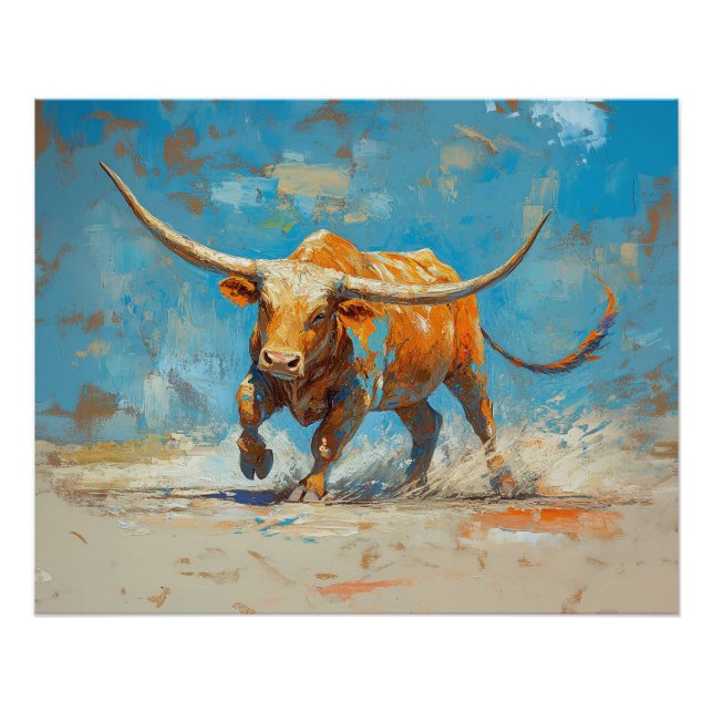 Charging Bull With Vibrant Colours Poster (Front)