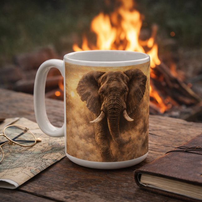 Charging Elephant | African Wildlife Power Art Coffee Mug (Creator Uploaded)