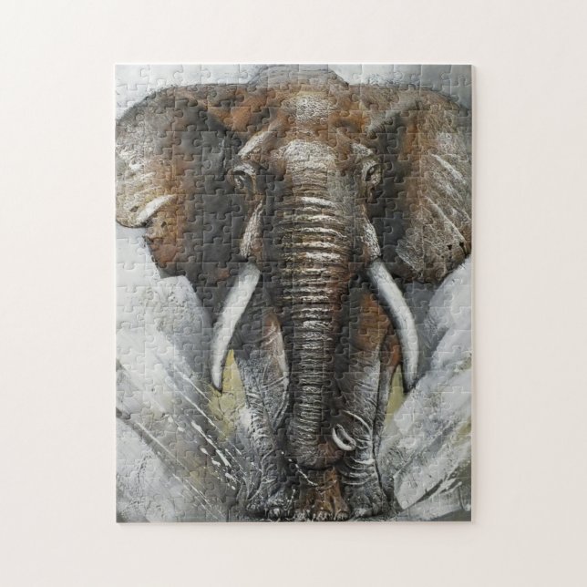 Charging Elephant Jigsaw Puzzle (Vertical)